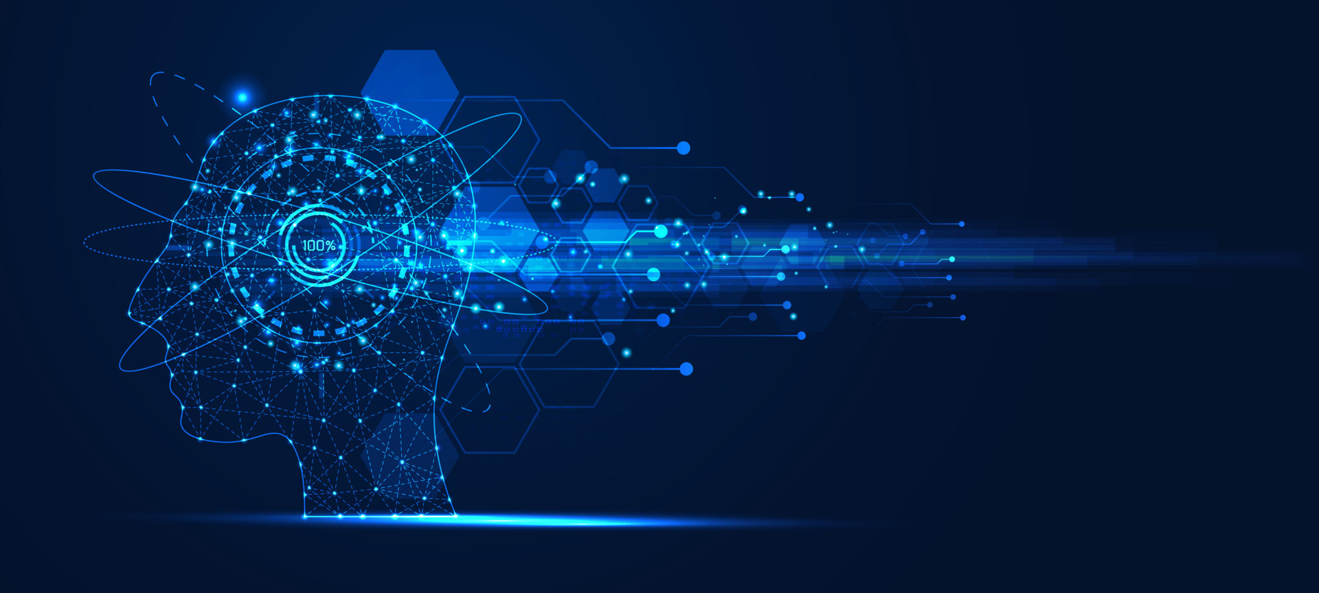 concept ai machine learning artificial intelligence robot learning network system advance ai on blue futuristic modern hi tech background vector